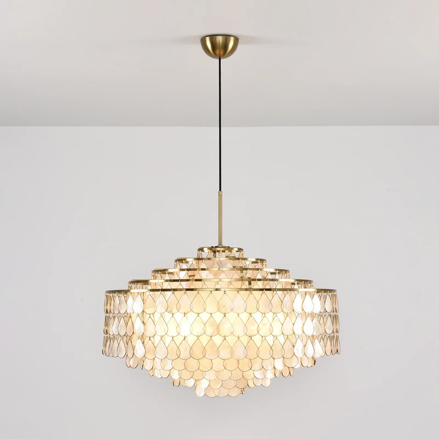 Tiered Capiz Shell Glow Chandelier