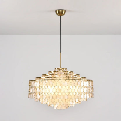 Tiered Capiz Shell Glow Chandelier