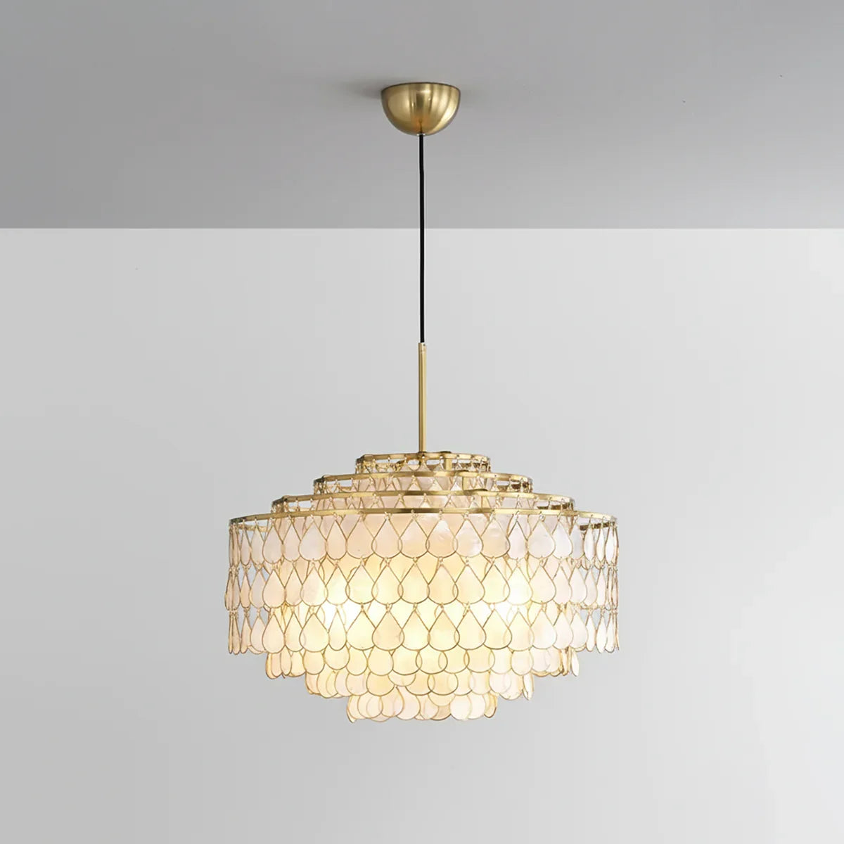 Tiered Capiz Shell Glow Chandelier