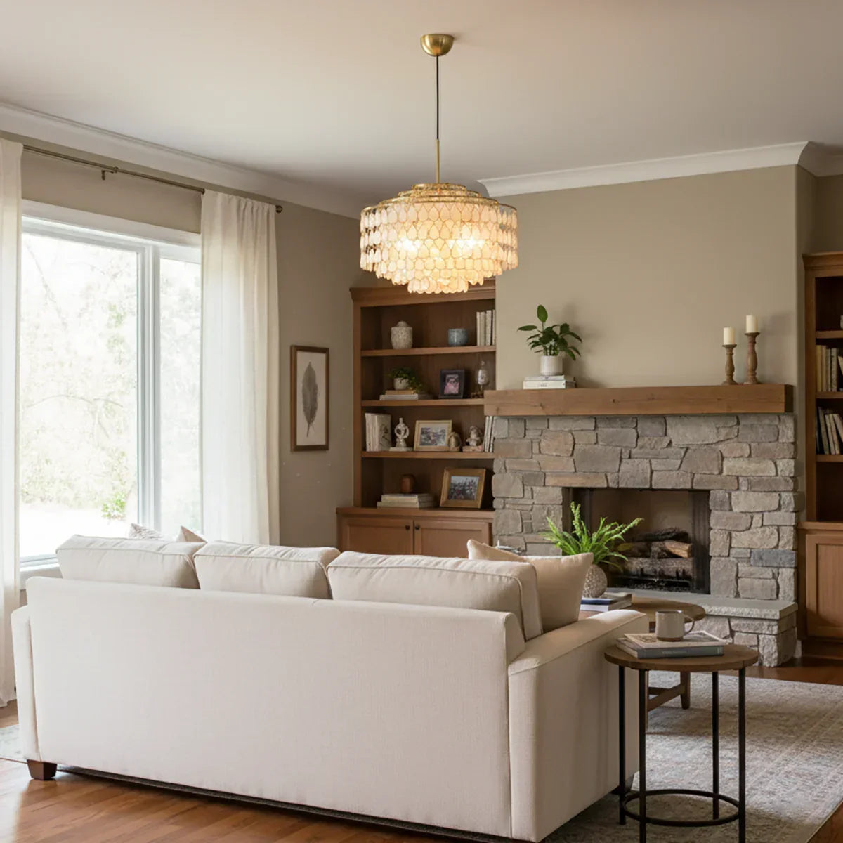 Tiered Capiz Shell Glow Chandelier