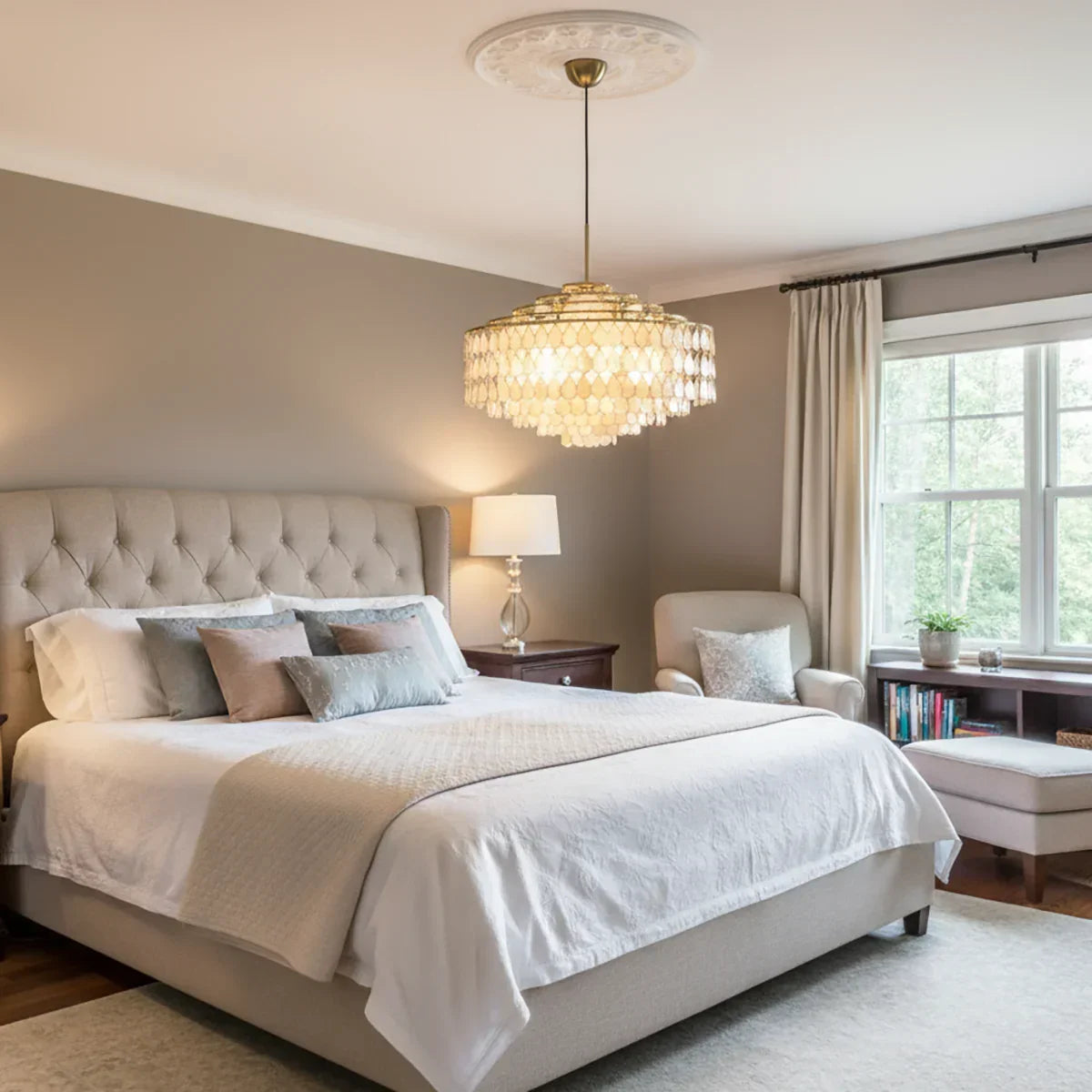 Tiered Capiz Shell Glow Chandelier