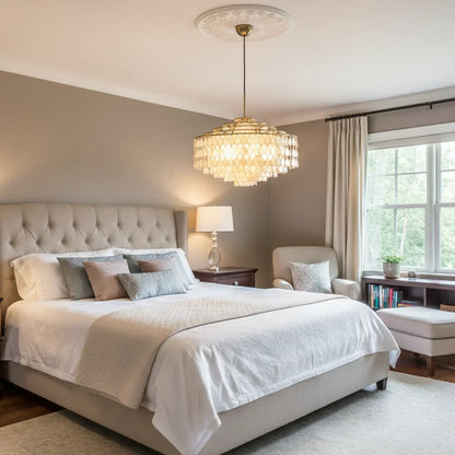 Tiered Capiz Shell Glow Chandelier