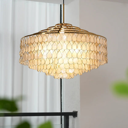 Tiered Capiz Shell Glow Chandelier