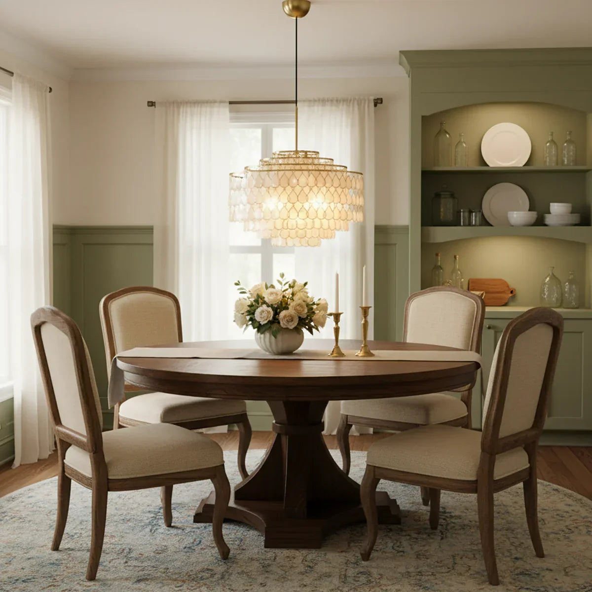 Tiered Capiz Shell Glow Chandelier