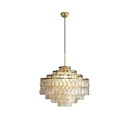 Tiered Capiz Shell Glow Chandelier