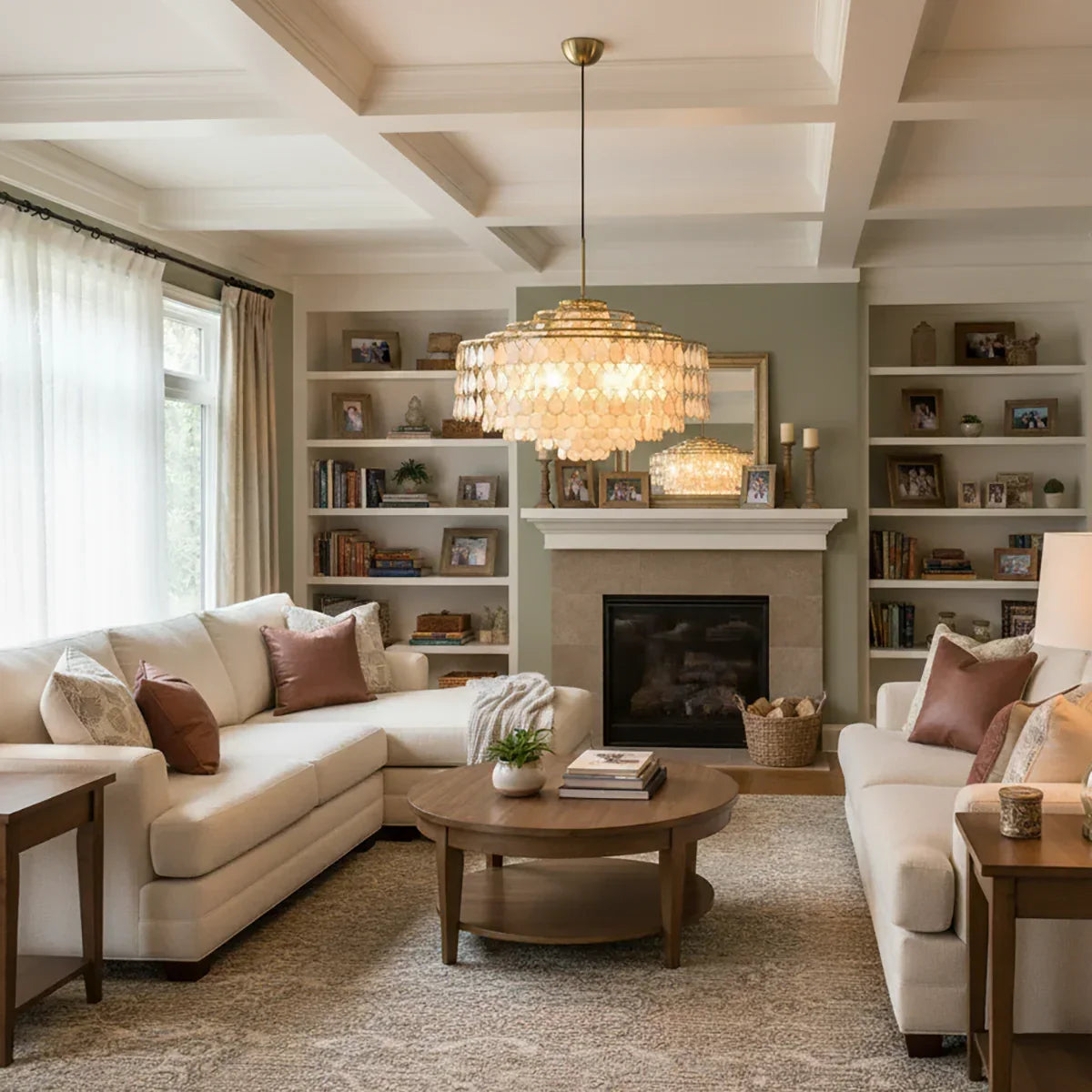Tiered Capiz Shell Glow Chandelier
