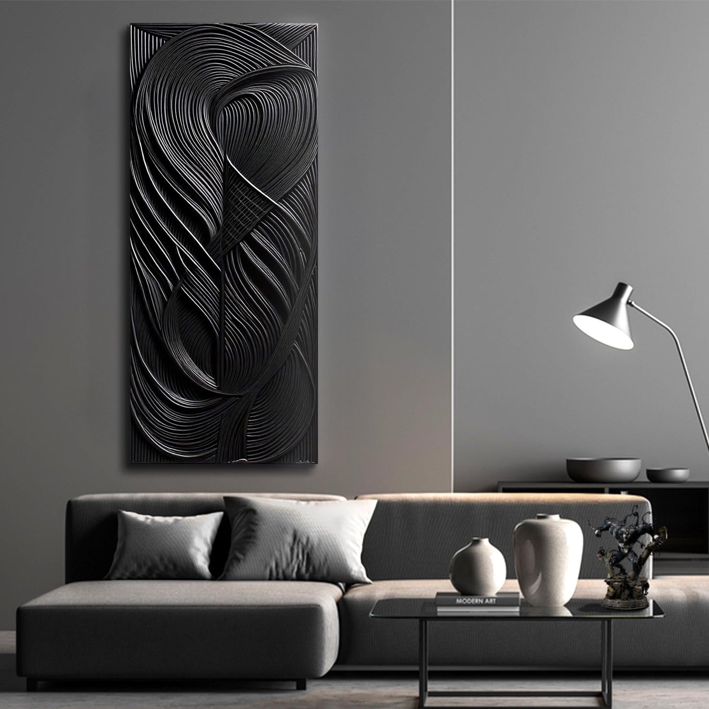 Monochrome Wave Structure Wall Art
