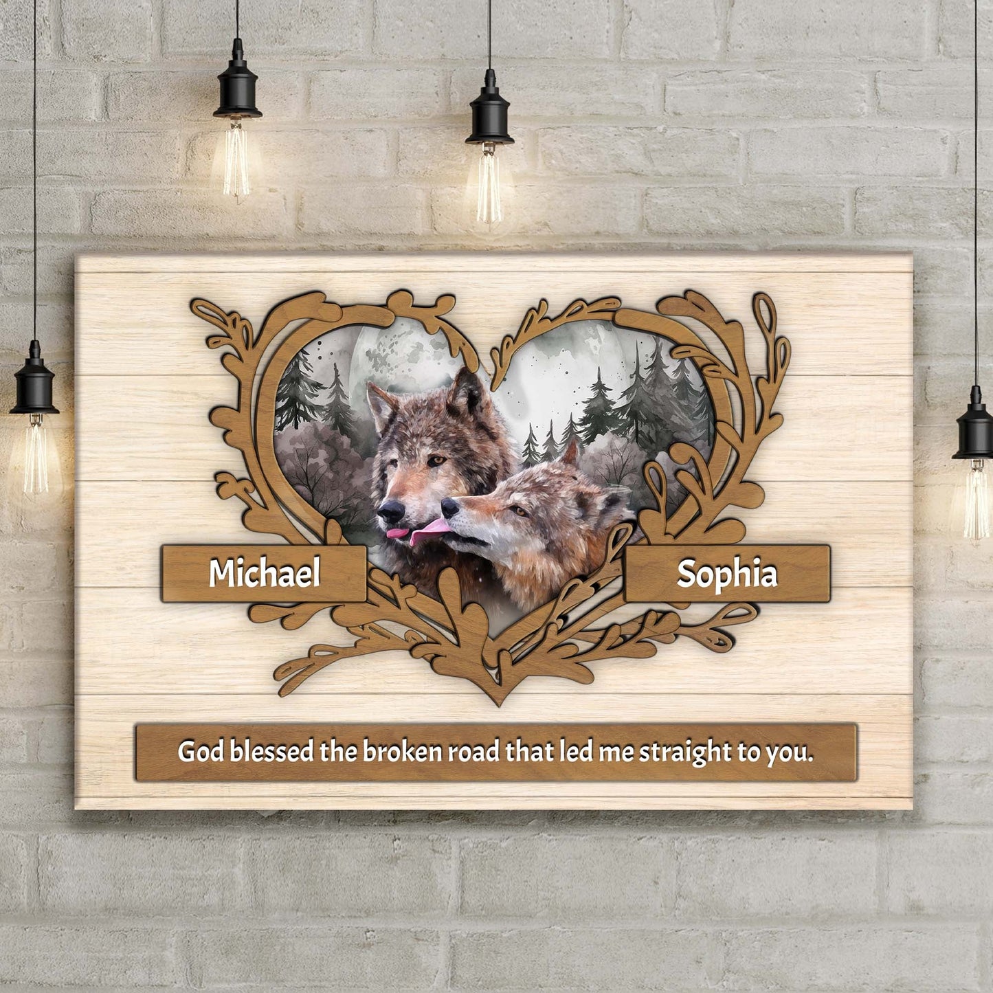 Strength in Two Wolves II Sign