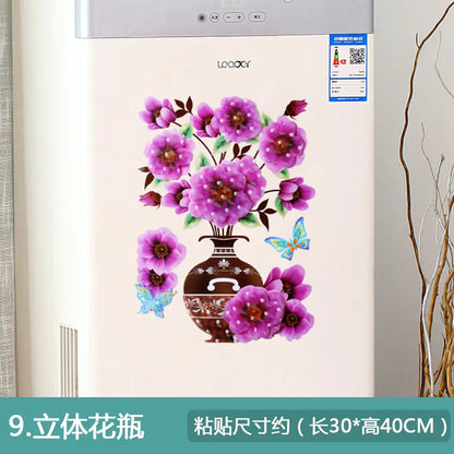 3D Faux Flower Vase Wall Decor for Bedroom
