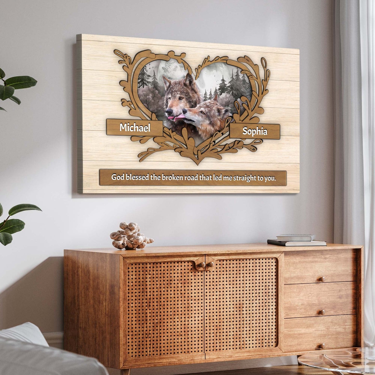 Strength in Two Wolves II Sign