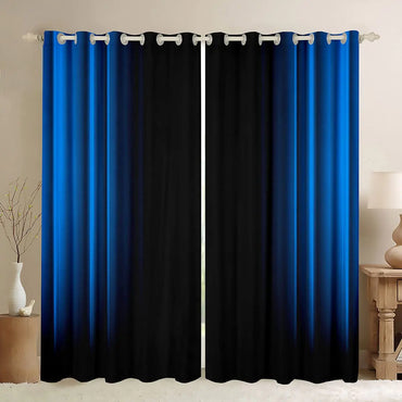 Geometric Abstract Ombre Window Curtains for Bedroom Living Room Kids Teens Blue and Black Striped Curtains Decor Modern Fashion Window Drapes Treatments 52W X 63L2 Panels