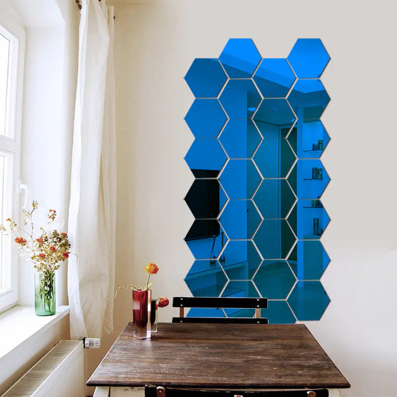 Hexagonal Mirror Wall Stickers 3D Reflective (Each Piece)