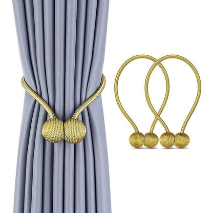 Magnetic Curtain Tieback Buckle Strap Holdbacks Magnet Clip For Curtain Rod Tie Backs Hanging Belts Rope Accessories Upgraded Curtain Buckles European Style Decorative Weave Rope Curtain Holdbacks Holder For Window Decor Curtain Clips Rope Straps Magnet