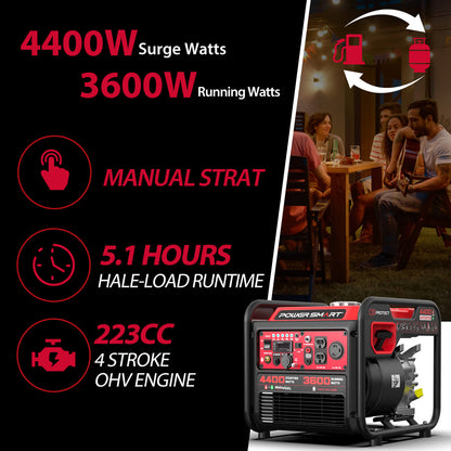 4400W Gasoline/Propane Dual Fuel Inverter Generator w/ CO Alert MB5040DC