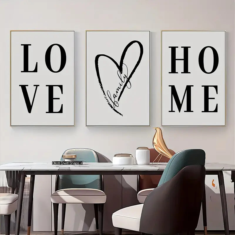 3pcs Love Wall Canvas Art for Living Room Decor