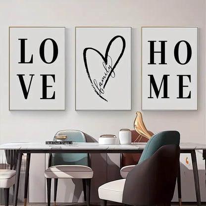 3pcs Love Wall Canvas Art for Living Room Decor