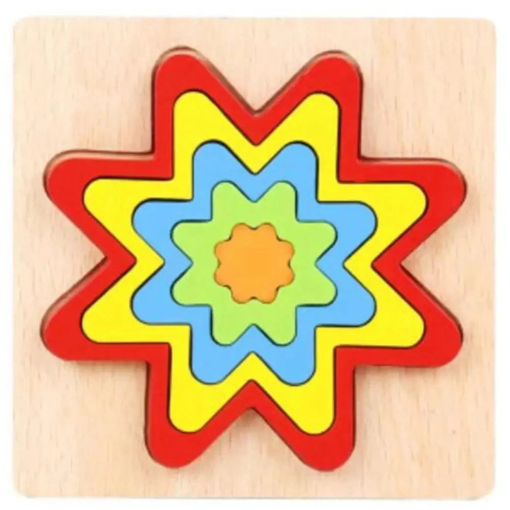 Montessori Cartoon Animal Educational Wooden Beaded Geometry  Digital Clock Puzzles Matching Clock Toy For Children