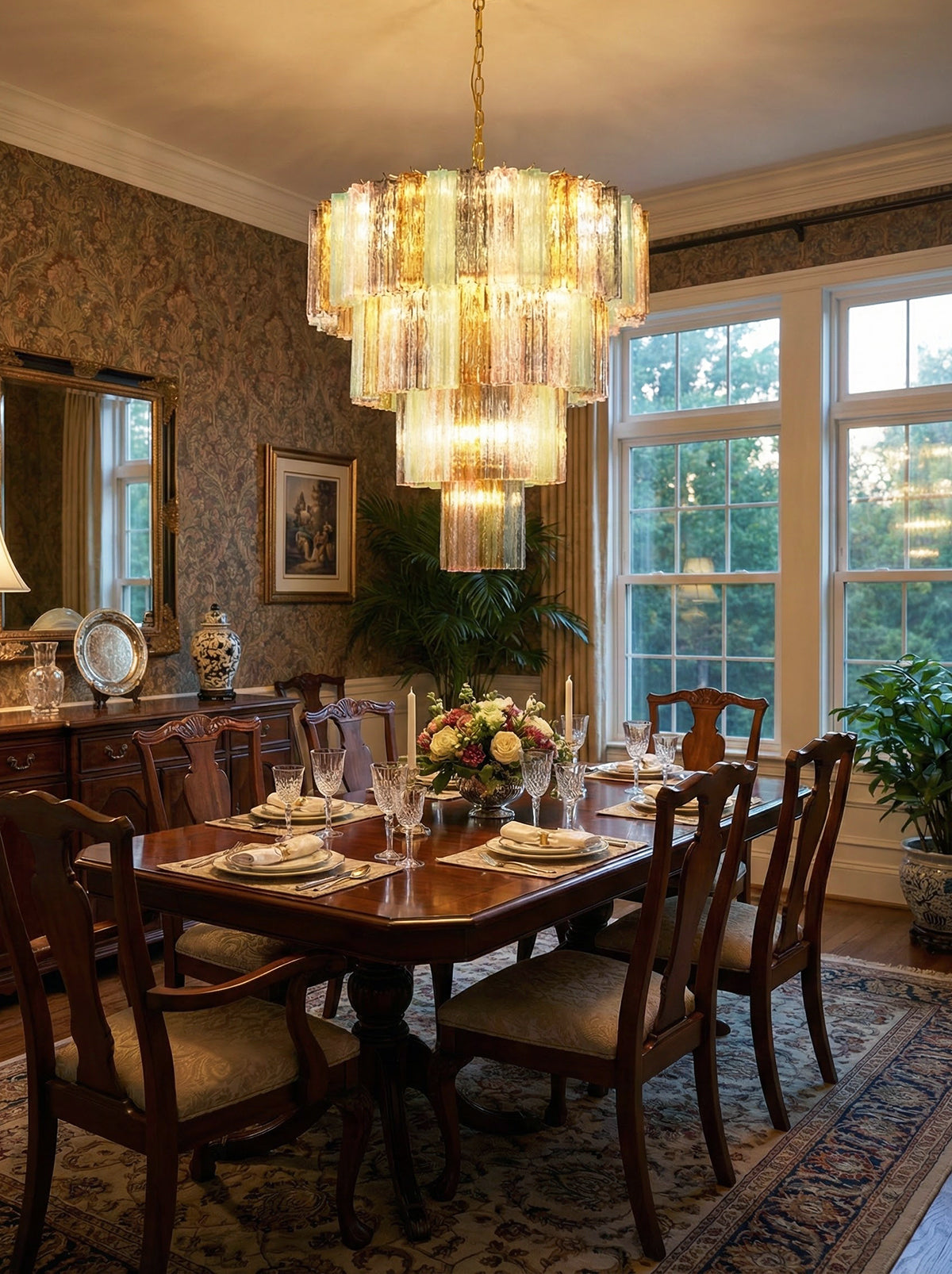 Multi‑Tier Stained Glass Chandelier