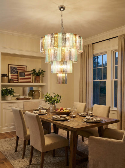 Multi‑Tier Stained Glass Chandelier