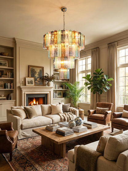 Multi‑Tier Stained Glass Chandelier