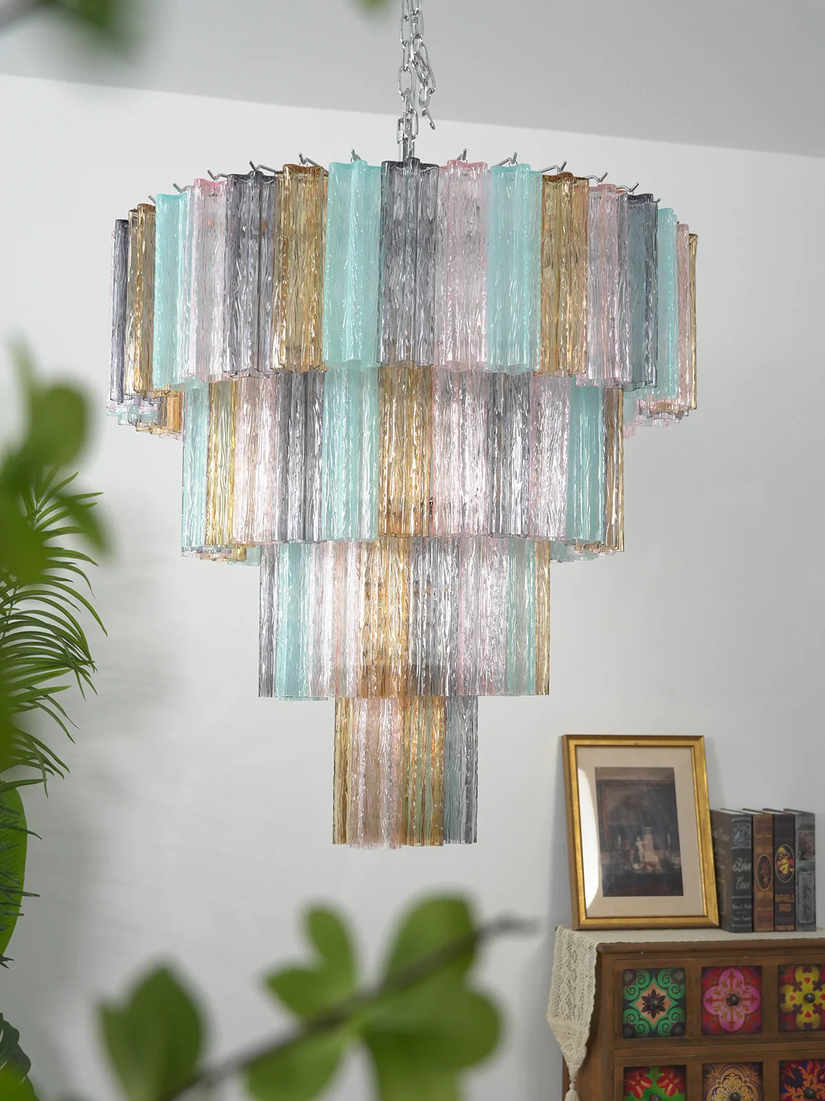 Multi‑Tier Stained Glass Chandelier