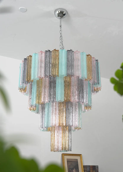 Multi‑Tier Stained Glass Chandelier