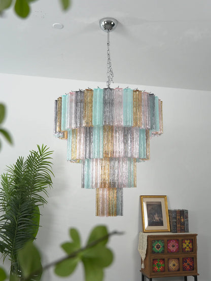 Multi‑Tier Stained Glass Chandelier