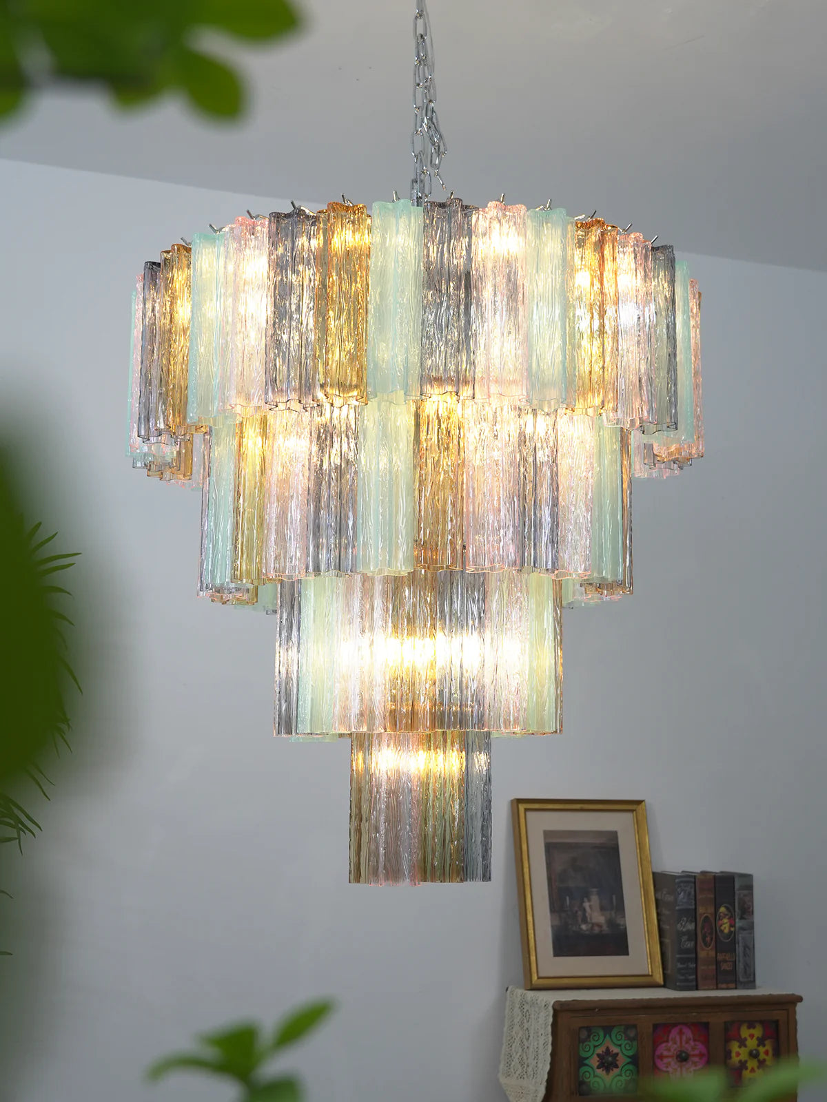 Multi‑Tier Stained Glass Chandelier