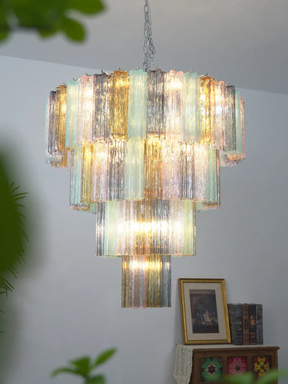 Multi‑Tier Stained Glass Chandelier