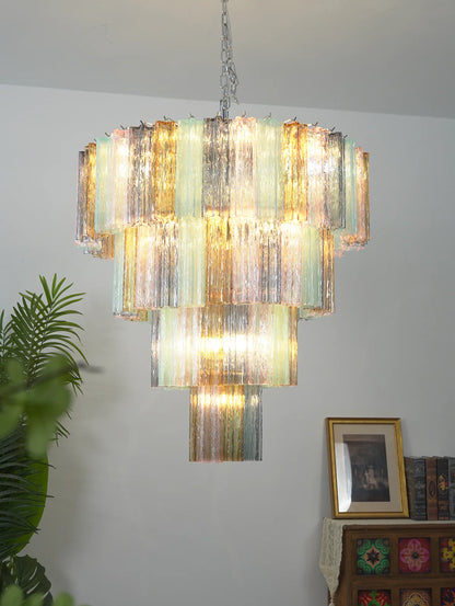Multi‑Tier Stained Glass Chandelier