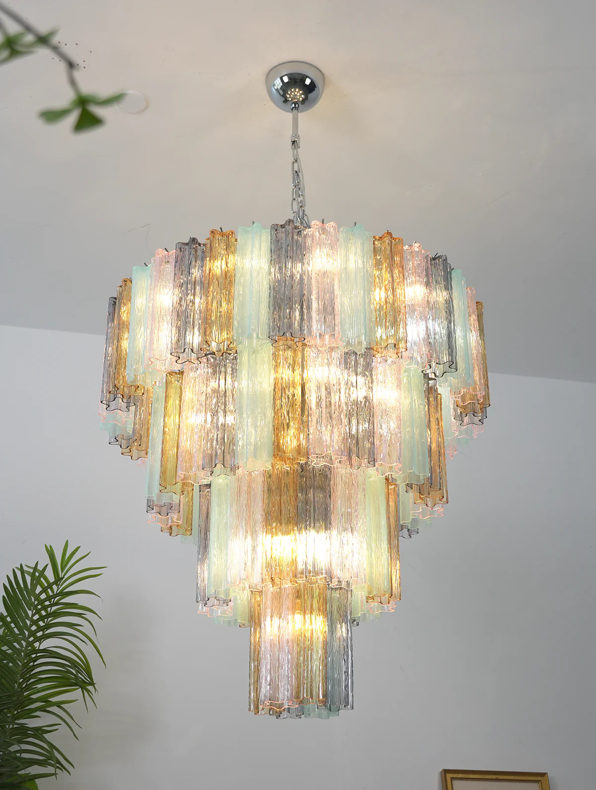 Multi‑Tier Stained Glass Chandelier