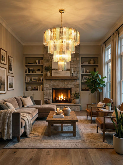 Multi‑Tier Stained Glass Chandelier