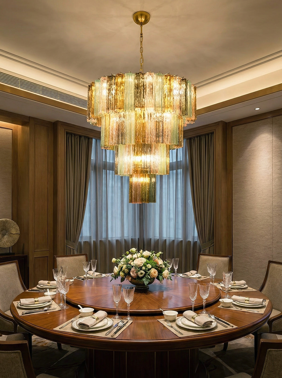 Multi‑Tier Stained Glass Chandelier