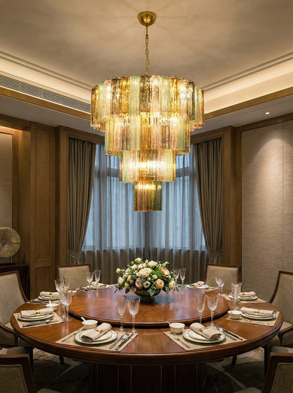 Multi‑Tier Stained Glass Chandelier