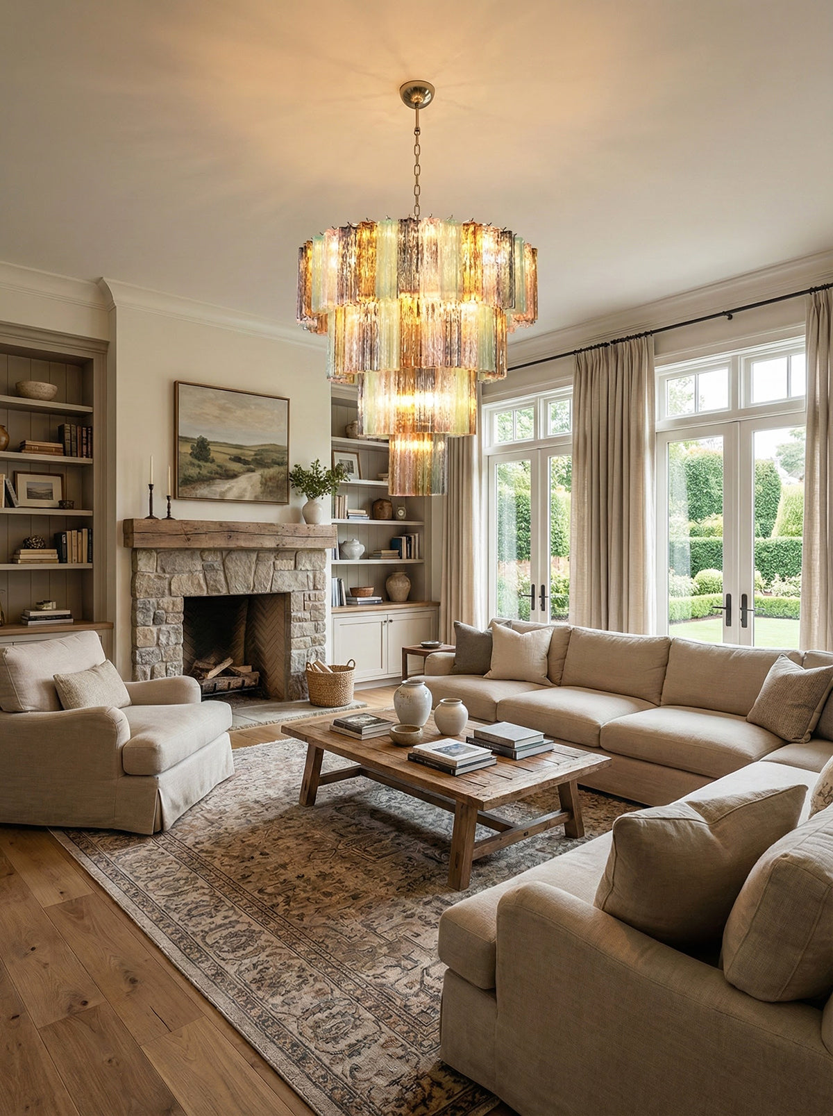 Multi‑Tier Stained Glass Chandelier