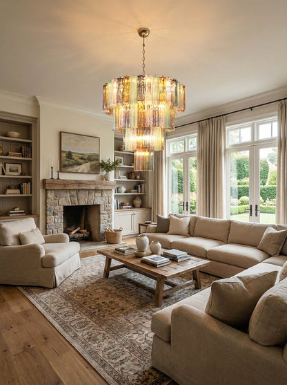 Multi‑Tier Stained Glass Chandelier