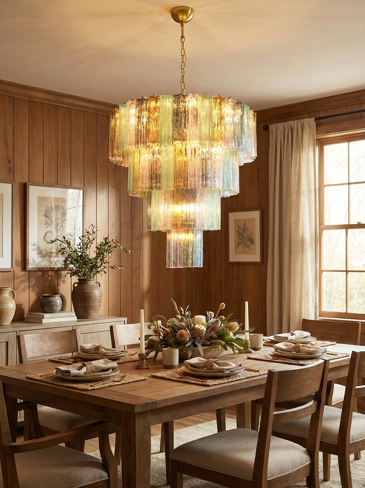 Multi‑Tier Stained Glass Chandelier