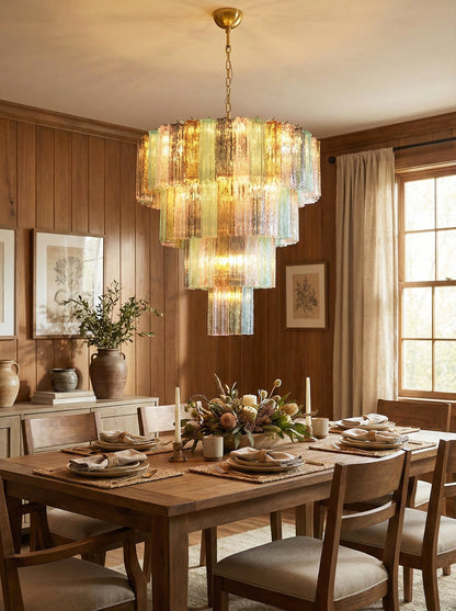 Multi‑Tier Stained Glass Chandelier