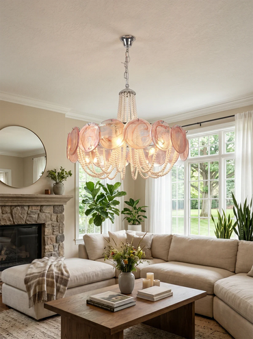 Murano Pink Radiance Disc Chandelier