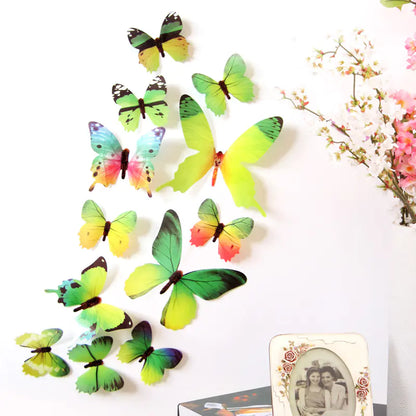 3D PVC Butterfly Wall Stickers - Set of 12 (Pink)