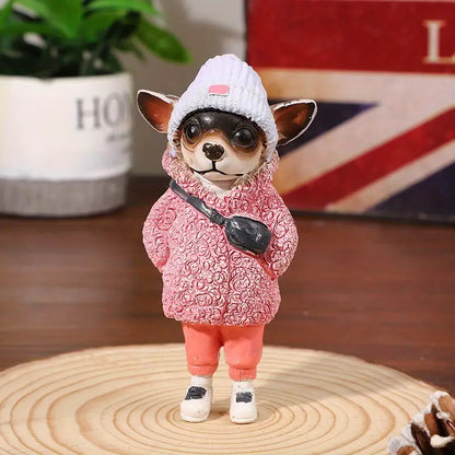 Cute Puppy Resin Backpack Dog Sculpture for Home Decor
