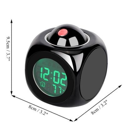 New Creative Attention Projection Digital Weather LCD Snooze Clock Projection Alarm Clock Wake Up Bedroom with Data and Temperature Display Talking Function LED Wall/Ceiling Projection Bell Alarm Display Backlight LED Projector Home Clock Timer