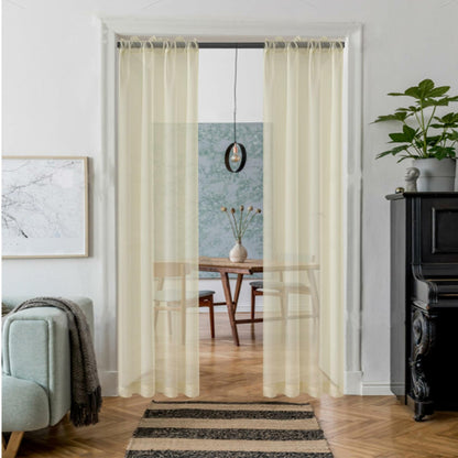 AZRMT Long Sheer Curtains 37x120in Rod Pocket Light Filtering Beige 2 Panels