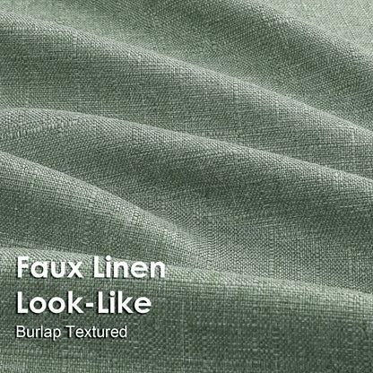 OVZME Green Curtains 40x96in 2 Panels Light Filtering Faux Linen Set