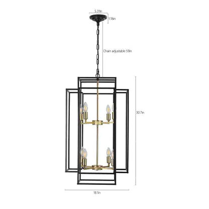 Black & Gold 8-Light Tiered Chandelier