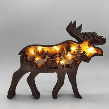Wooden 3D Animal Carving Christmas Wall Decor