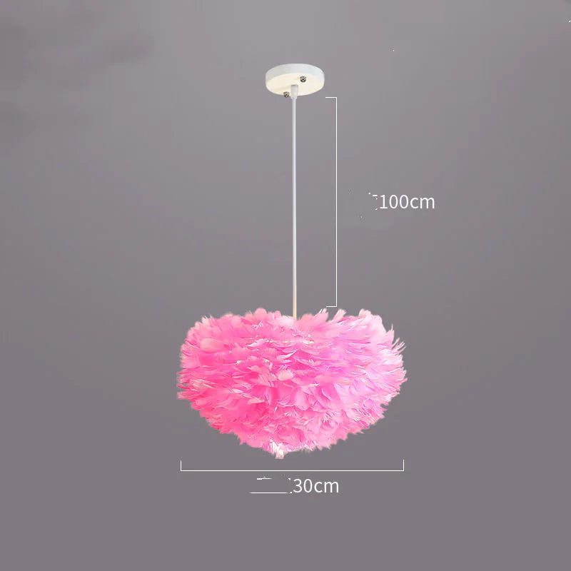 Contemporary Heart Feather Pendant Light