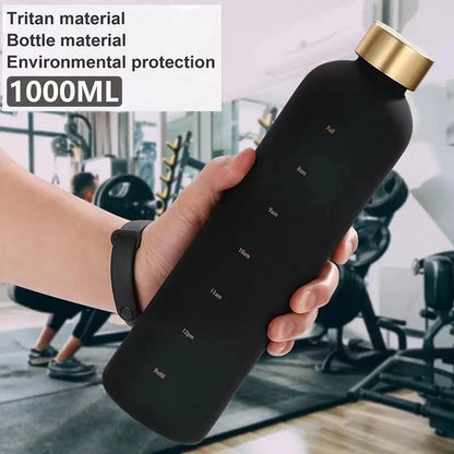 Portable Space Cup Sports Water Bottle Fruit Lemon Juice Drinking Bottle Outdoor travel camping plastic cup beverage utensils Motivational Water Bottle with Time Marker to Drink Reusable Plastic Bottle with BPA Free for Gym and Sports