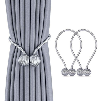 Magnetic Curtain Tieback Buckle Strap Holdbacks Magnet Clip For Curtain Rod Tie Backs Hanging Belts Rope Accessories Upgraded Curtain Buckles European Style Decorative Weave Rope Curtain Holdbacks Holder For Window Decor Curtain Clips Rope Straps Magnet