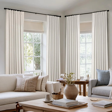 MIULEE Natural Pinch Pleated 100% Blackout Linen Curtains 120 Inch Length 2 Panels Set Pleat Curtains with Pin Hooks Black Out Light Blocking Room Darkening Drapes for Bedroom Living Room Window